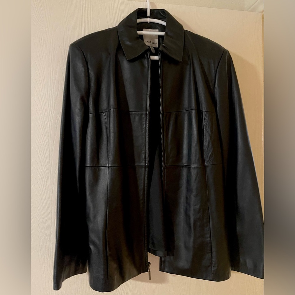 Women's Black Anne Klein Lamb Skin Leather Jacket